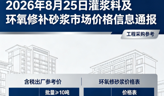 长春2026年8月25日灌浆料及环氧修补砂浆市场价格信息通报